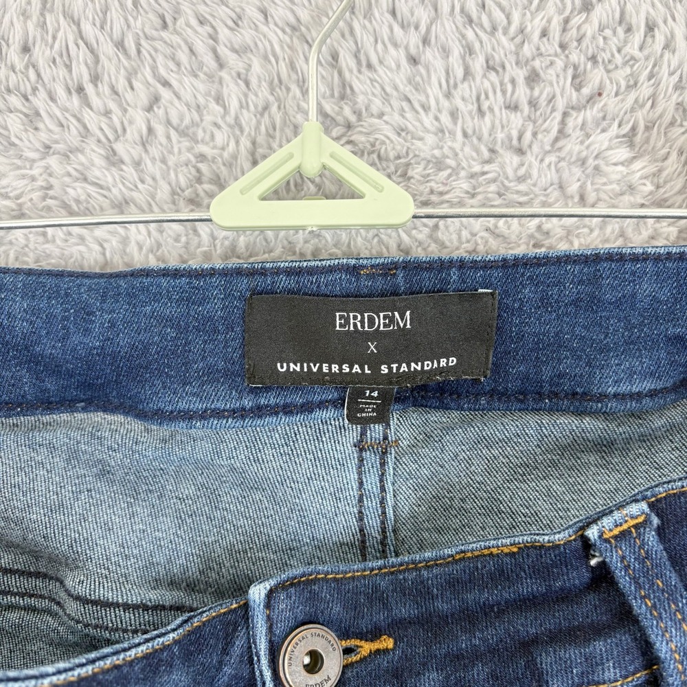 Erdem x Universal Standard Hana Patchwork Jeans Size 14 Dark Wash‎ Relaxed Leg - Picture 6 of 9